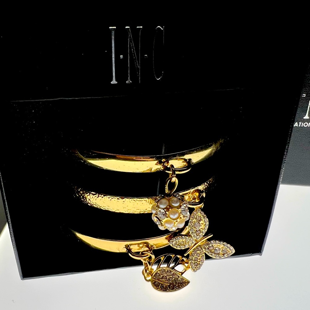 INC Gold ButterflyCharm 3 Bracelets In Box